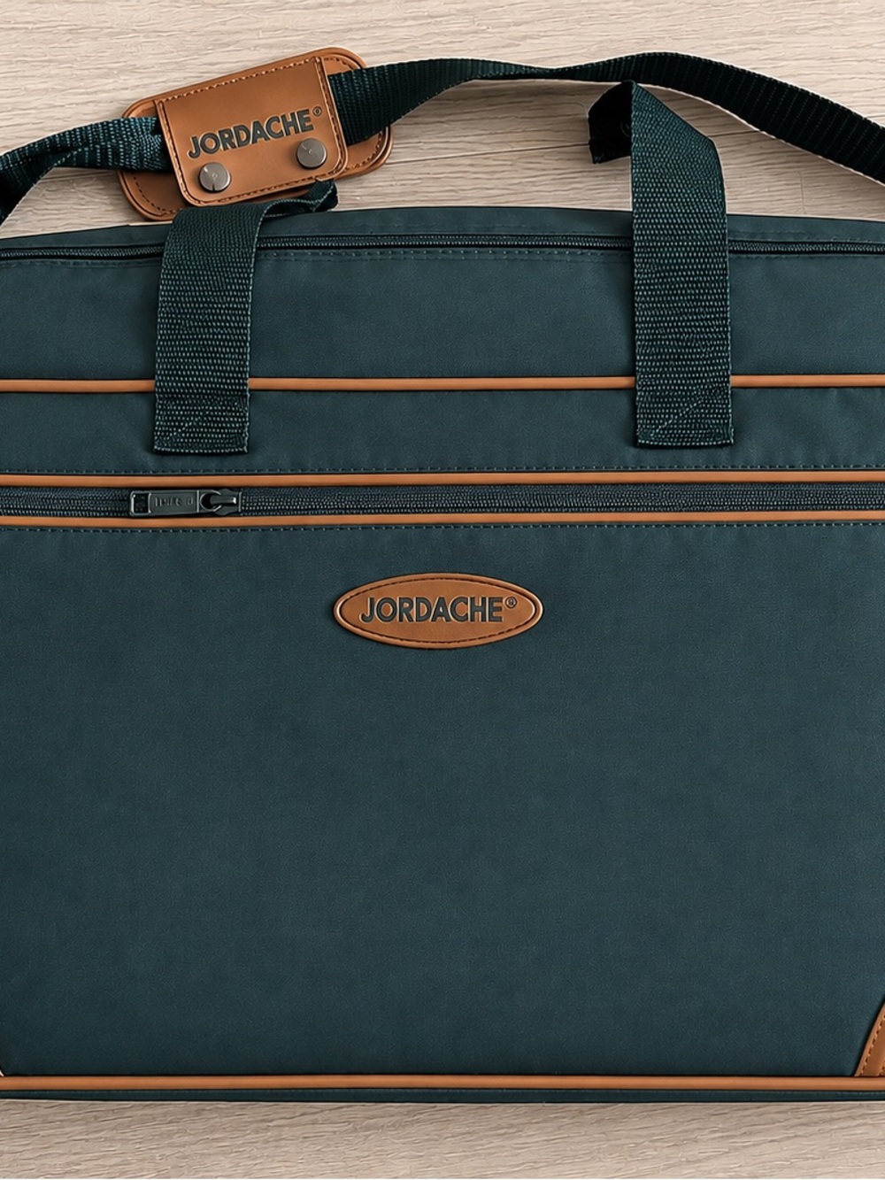 Vintage Jordache Teal Green Duffel Bag Tan Trim Retro 90s/Y2K Travel Bag